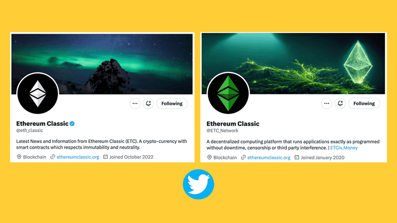 The ETC @eth_classic and @etc_network accounts on Twitter. The ETC @eth_classic and @etc_network accounts on Twitter.